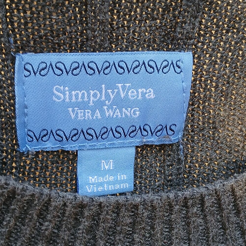 Simply Vera  Dark Grey Cotton Blend Sweater Long Sleeve Buttons onthe Cuffs SzL - Picture 4 of 6